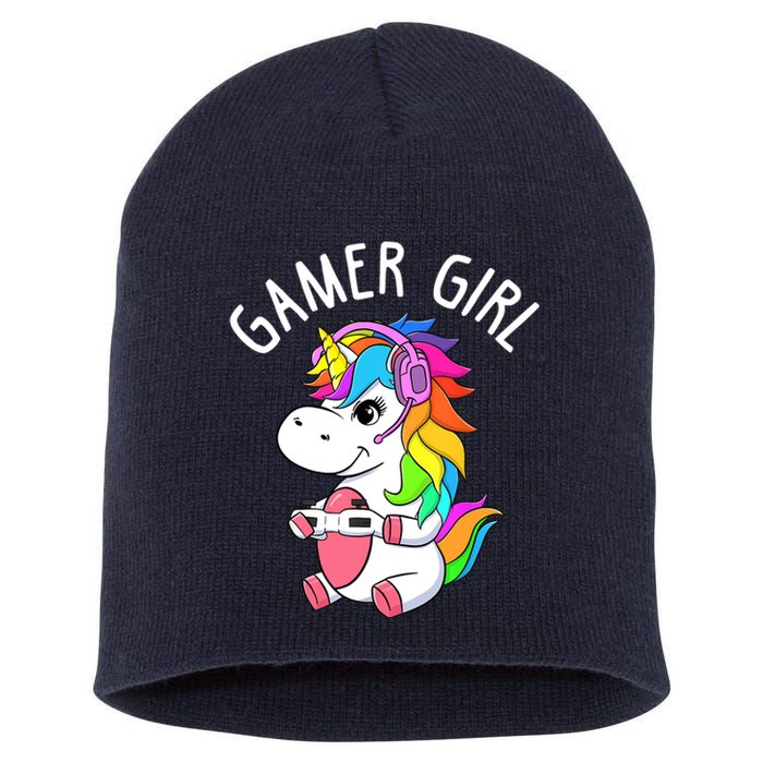 Gamer Girl Gaming Unicorn Cute Video Game Gift Wo Girl Short Acrylic Beanie