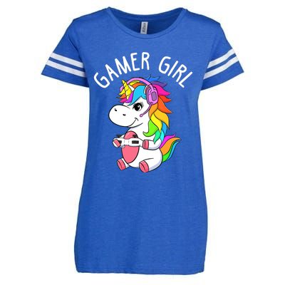 Gamer Girl Gaming Unicorn Cute Video Game Gift Wo Girl Enza Ladies Jersey Football T-Shirt