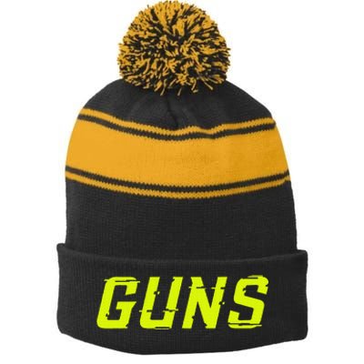 Guns Glitch Stripe Pom Pom Beanie