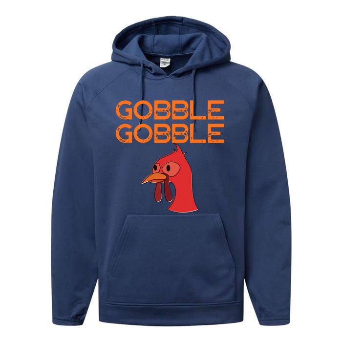 Gobble Gobble Gobble Thanksgiving Turkey Performance Fleece Hoodie