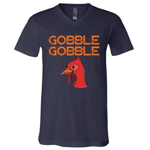 Gobble Gobble Gobble Thanksgiving Turkey V-Neck T-Shirt