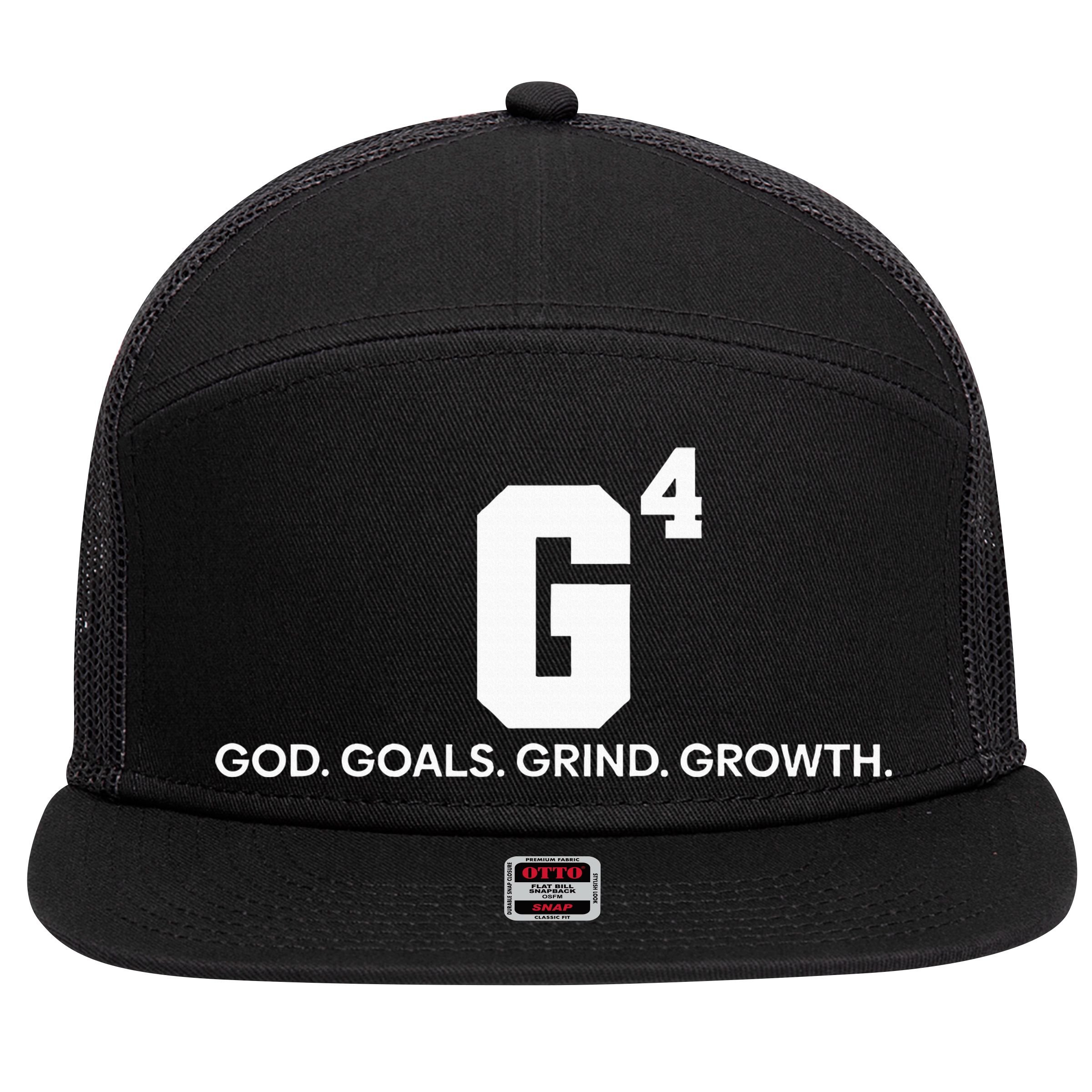 G4 God Goals Grind Growth Funny Christian 7 Panel Mesh Trucker Snapback Hat