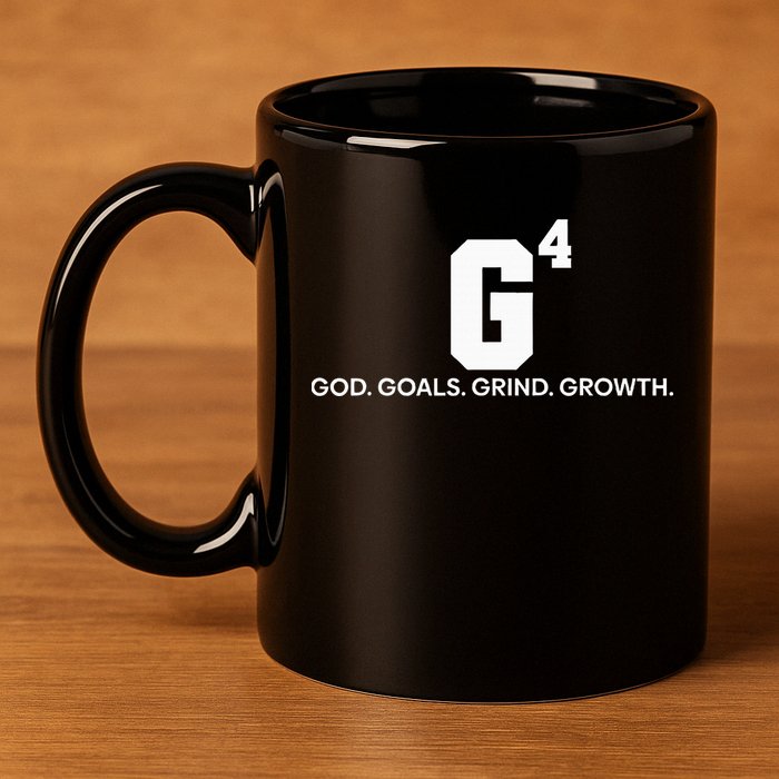 G4 God Goals Grind Growth Funny Christian 11oz C Handle Ceramic Mug