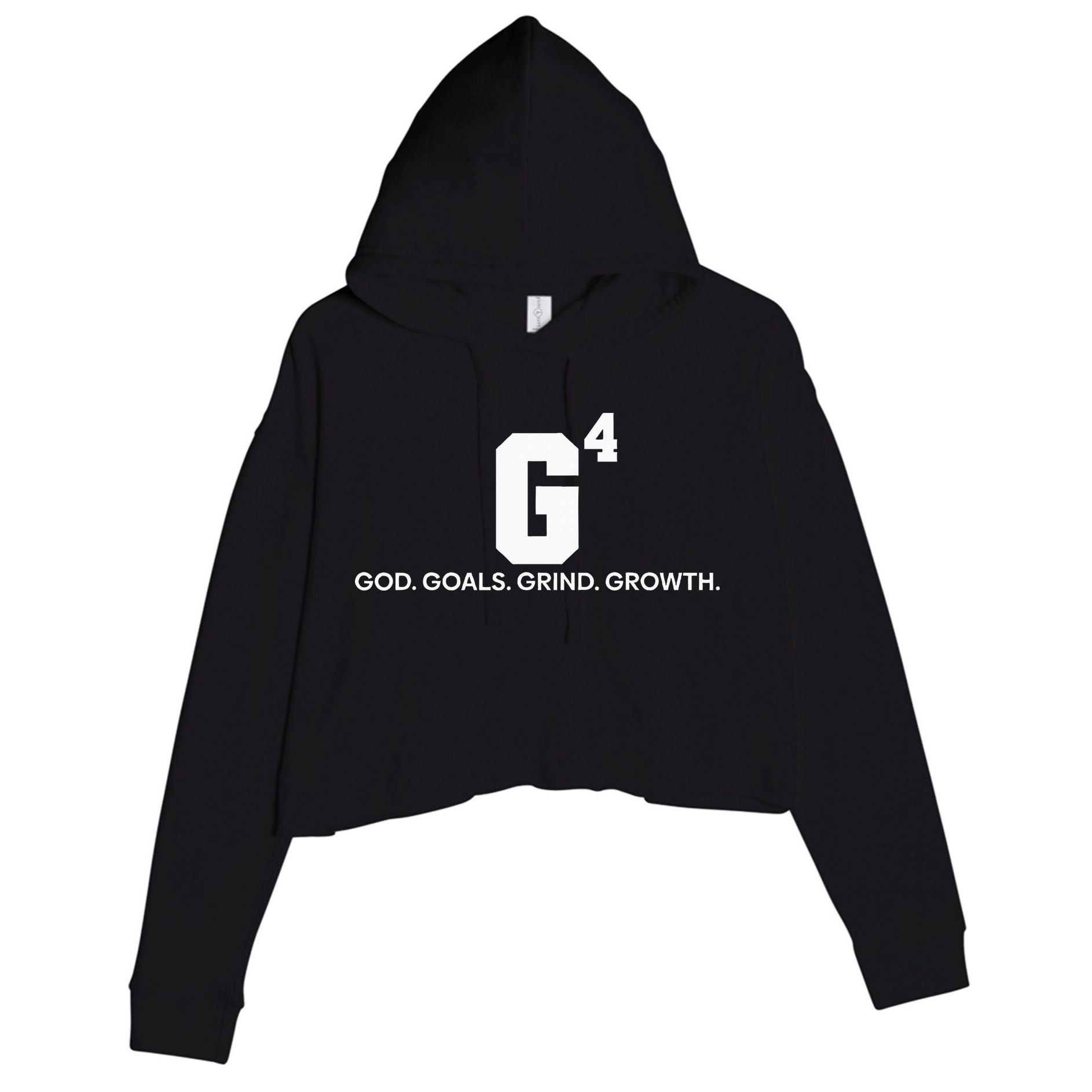 G4 God Goals Grind Growth Funny Christian Crop Fleece Hoodie