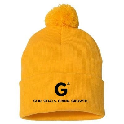 G4 God. Goals. Grind. Growth. Pom Pom 12in Knit Beanie