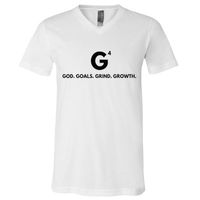 G4 God. Goals. Grind. Growth. V-Neck T-Shirt