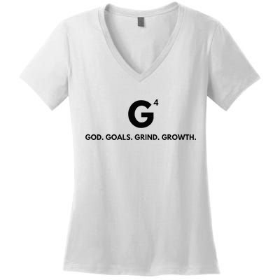 G4 God. Goals. Grind. Growth. Women's V-Neck T-Shirt