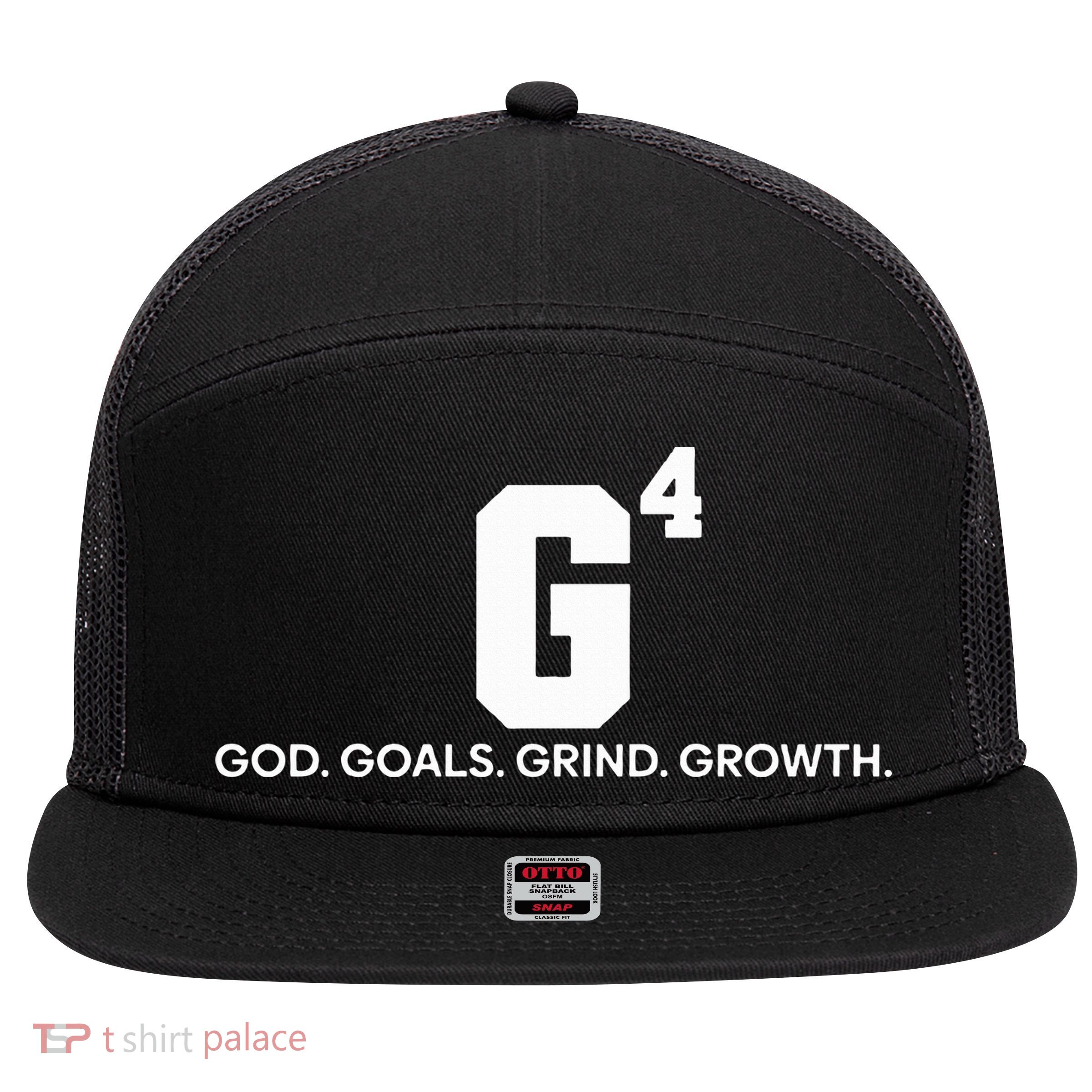 G4 God Goals Grind Growth Funny Christian 7 Panel Mesh Trucker Snapback Hat