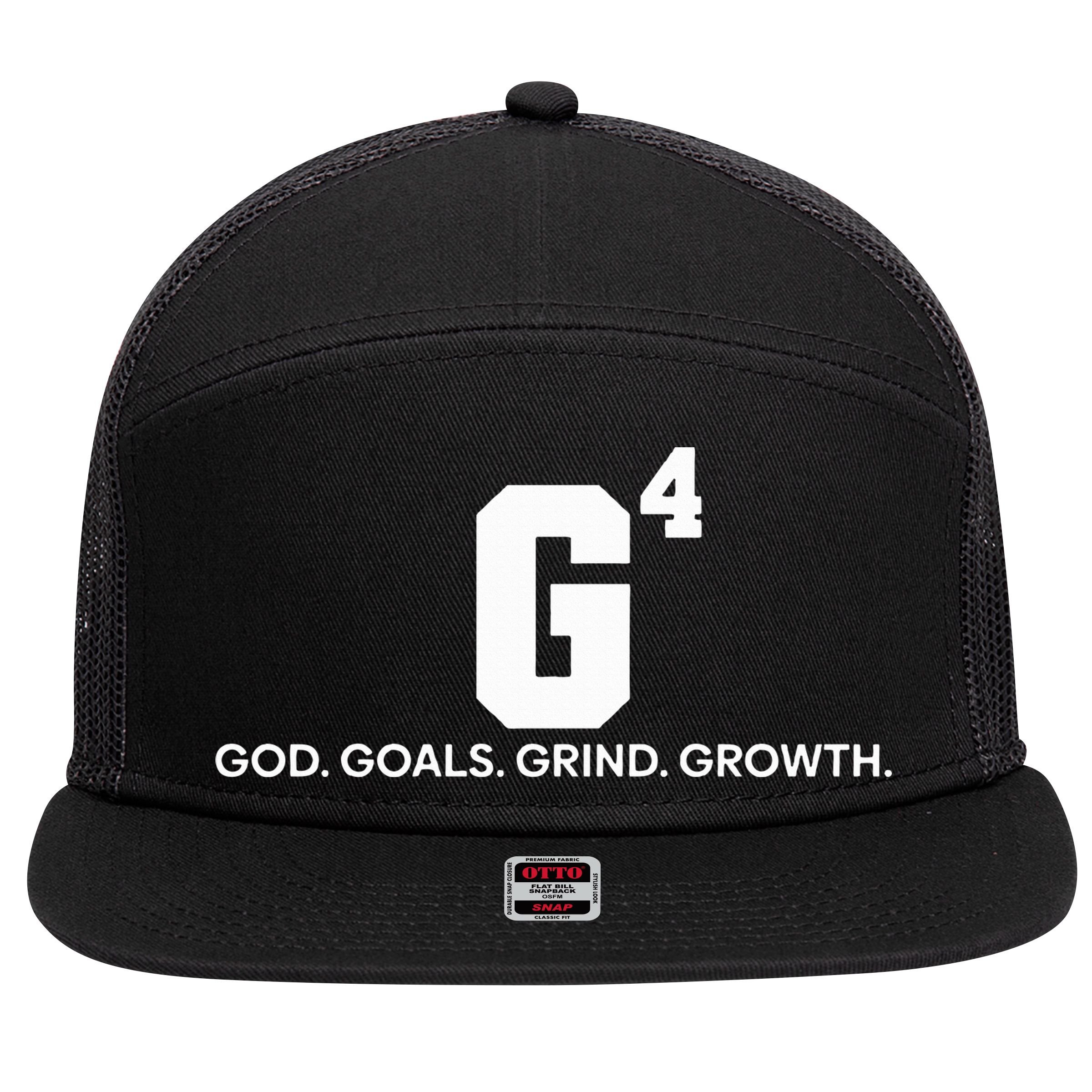 G4 God Goals Grind Growth Funny Christian 7 Panel Mesh Trucker Snapback Hat