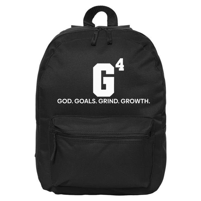 G4 God Goals Grind Growth Funny Christian 16 in Basic Backpack