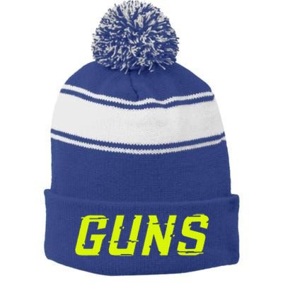 Guns Glitch Stripe Pom Pom Beanie