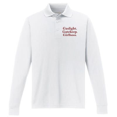 Gaslight Gatekeep Girlboss Performance Long Sleeve Polo