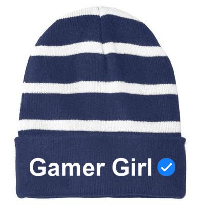 Gamer Girl Striped Beanie with Solid Band