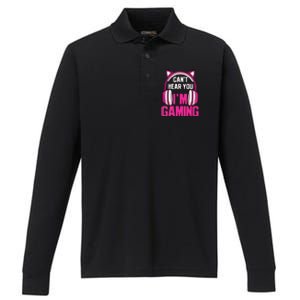 Gamer Girl Gaming I Cant Hear You Im Gaming Video Games Performance Long Sleeve Polo