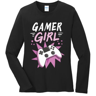 Gamer Girl Gaming Streaming Video Games Gift Ladies Long Sleeve Shirt