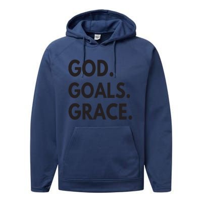 God Goals Grace, Christian Faith Lover Religious Christian Performance Fleece Hoodie