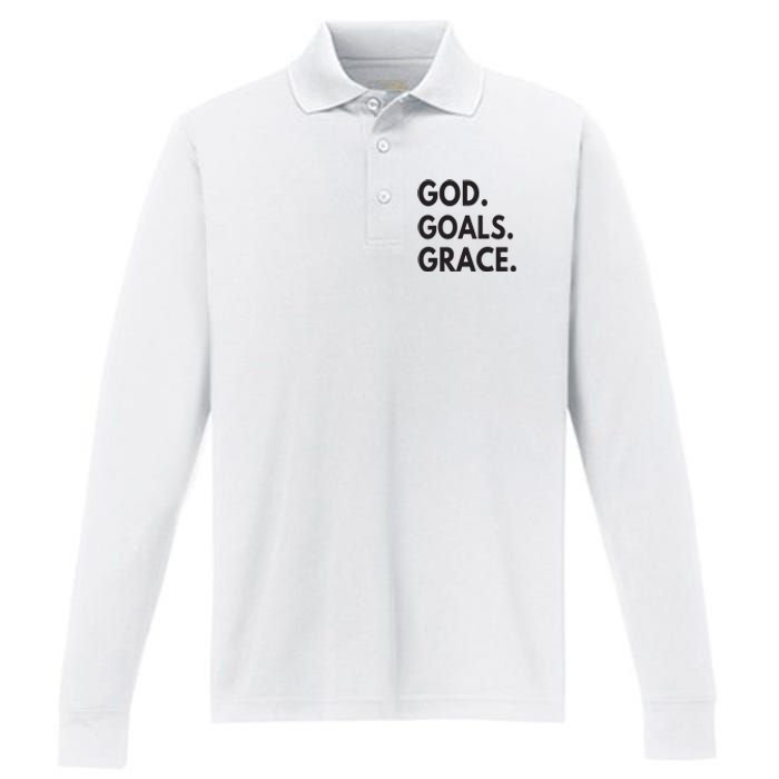 God Goals Grace, Christian Faith Lover Religious Christian Performance Long Sleeve Polo