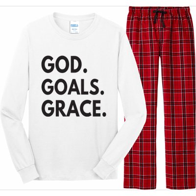 God Goals Grace, Christian Faith Lover Religious Christian Long Sleeve Pajama Set