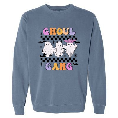 Groovy Ghoul Gang Cute Ghost Spooky Boo Crew Funny Halloween Cute Gift Garment-Dyed Sweatshirt