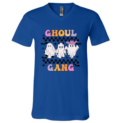 Groovy Ghoul Gang Cute Ghost Spooky Boo Crew Funny Halloween Cute Gift V-Neck T-Shirt