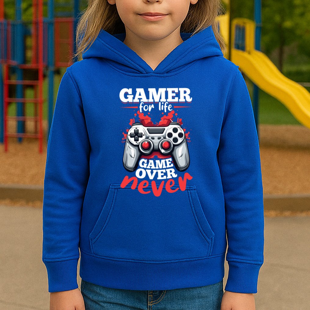 Gamer Gaming Gamer For Life Game Over Never Gift Kids Hoodie