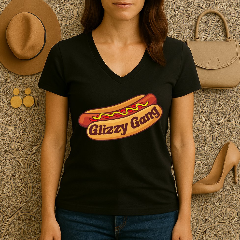 Glizzy Gang Gladiator Gobbler Funny Hot Dog Women's V-Neck T-Shirt