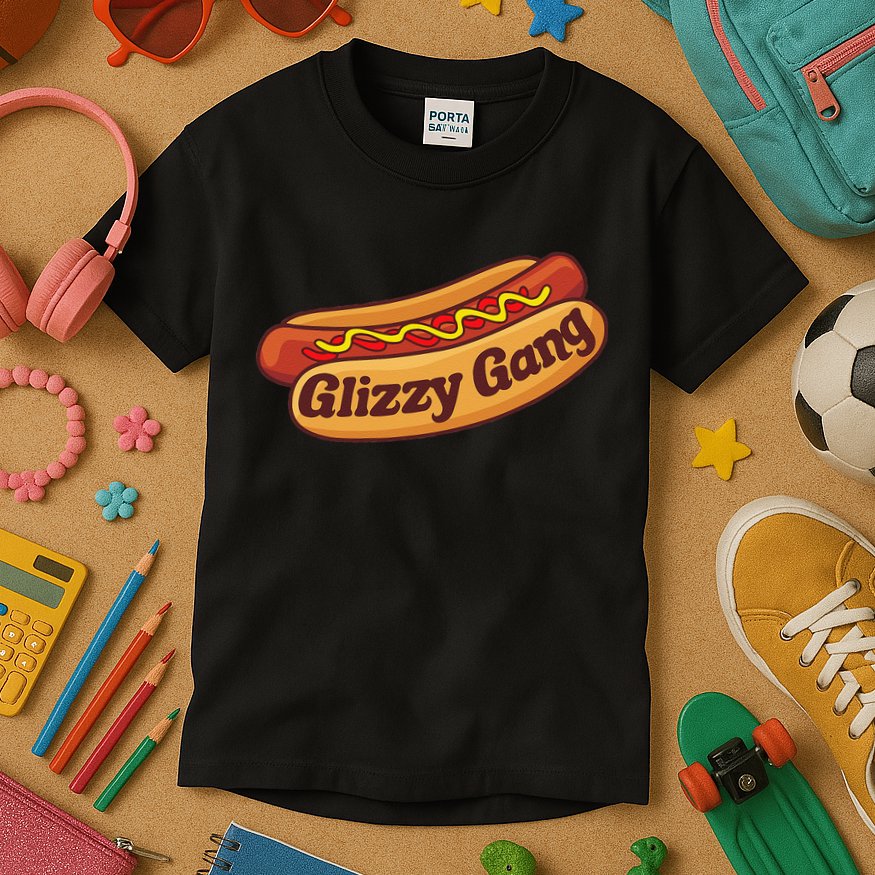 Glizzy Gang Gladiator Gobbler Funny Hot Dog Kids T-Shirt