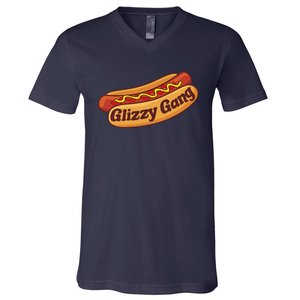 Glizzy Gang Gladiator Gobbler Funny Hot Dog V-Neck T-Shirt