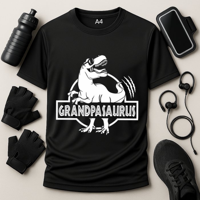 Grandpasaurus Grandfather Grandpa Pop Pop Trex Dinosaur Sweat Cooling Performance Crew T-Shirt