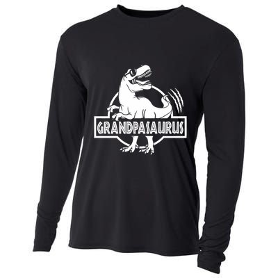 Grandpasaurus Grandfather Grandpa Pop Pop Trex Dinosaur Sweat Cooling Performance Long Sleeve Crew