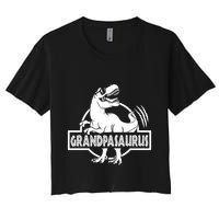Grandpasaurus Grandfather Grandpa Pop Pop Trex Dinosaur Sweat Women's Crop Top Tee