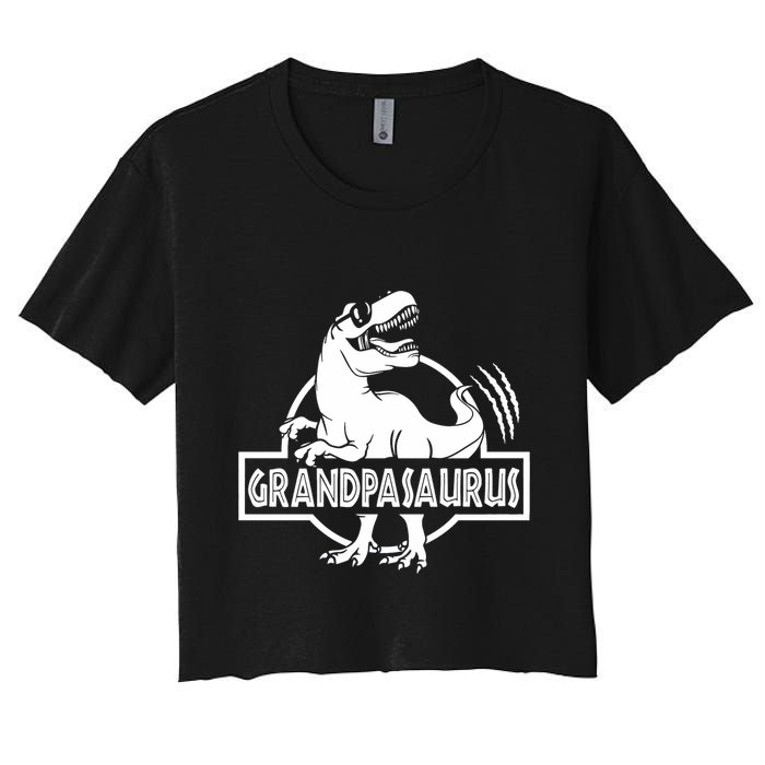 Grandpasaurus Grandfather Grandpa Pop Pop Trex Dinosaur Sweat Women's Crop Top Tee