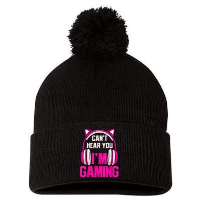 Gamer Girl Gaming I Can't Hear You I'm Gaming Video Games Pom Pom 12in Knit Beanie