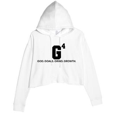 G4 God Goals Grind Growth Funny Christian Crop Fleece Hoodie