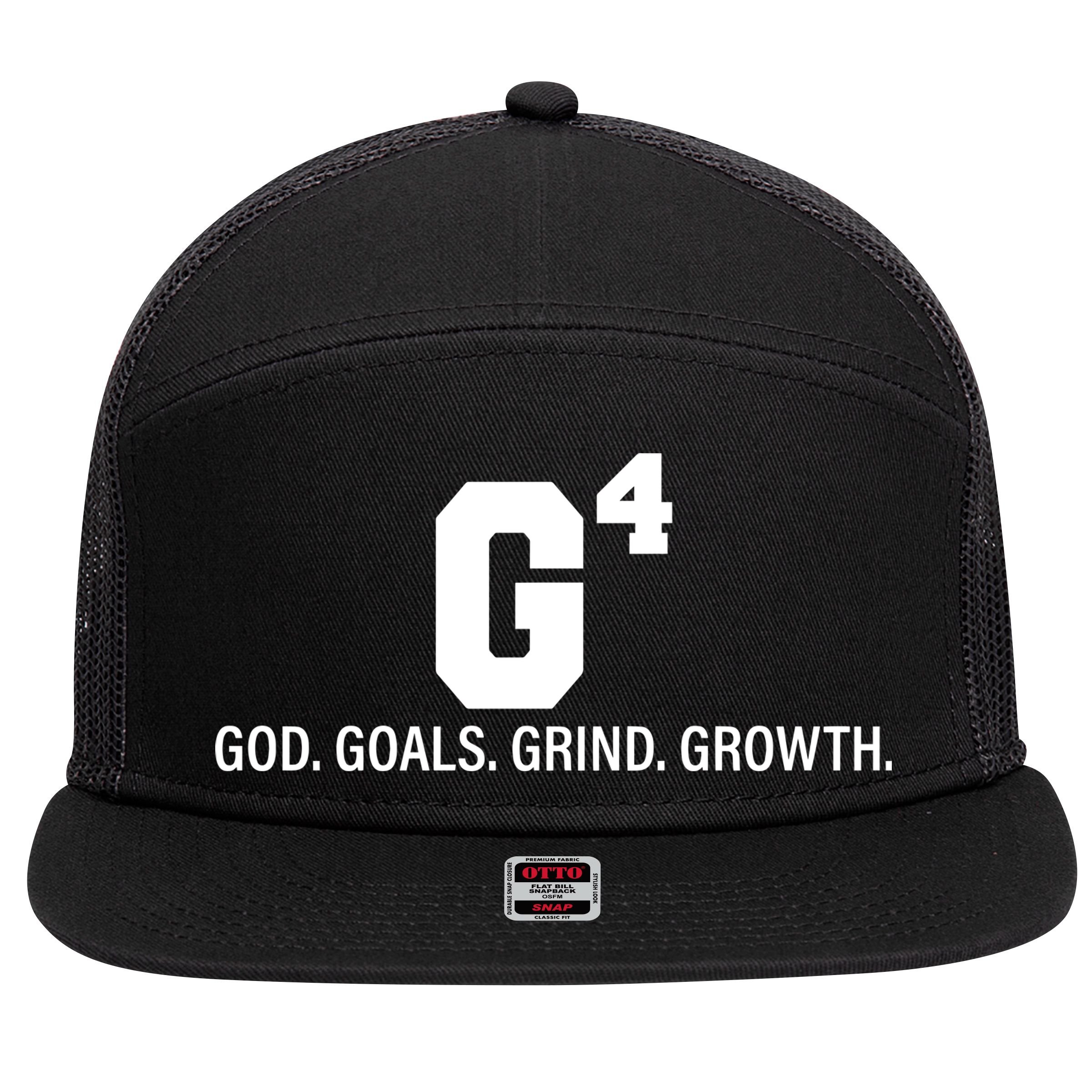 God Goals Grind Growth 7 Panel Mesh Trucker Snapback Hat
