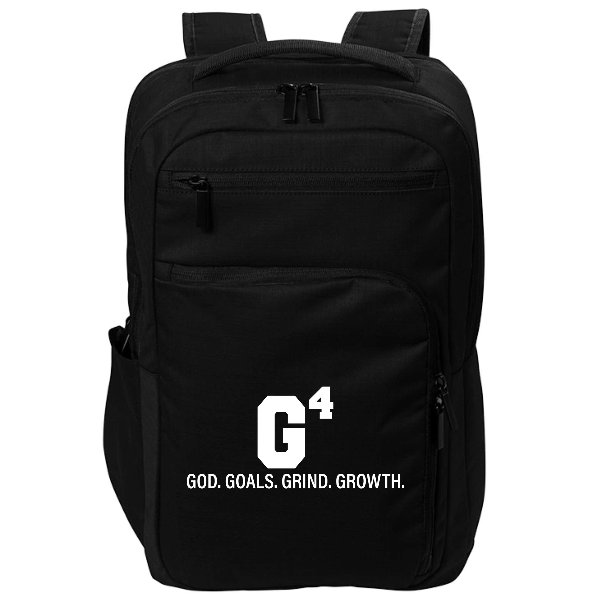 God Goals Grind Growth Impact Tech Backpack