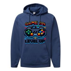 Gamer Gaming Game On Level Up Gift Performance Fleece Hoodie