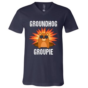 Groundhog Groupie Groundhog Day Party V-Neck T-Shirt