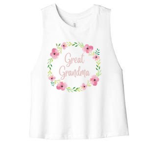 Great Grandma Grandmother Gigi Nana Pregnancy Announcet Gift Women's Racerback Cropped Tank