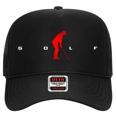 Golfer Golf High Crown Mesh Back Trucker Hat