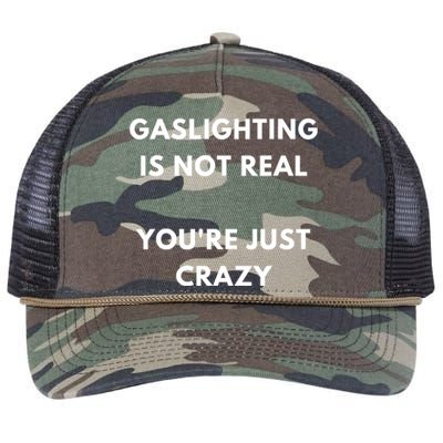 Gaslight Gaslighting Gatekeep Is Not Real You Are Crazy Lone Retro Rope Trucker Hat Cap