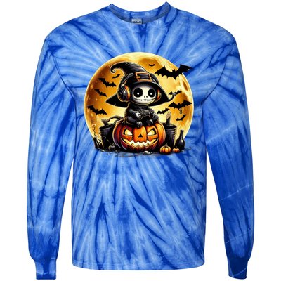 Ghost Gamer Gaming Controller Halloween Gamer Ghost Meaningful Gift Tie-Dye Long Sleeve Shirt