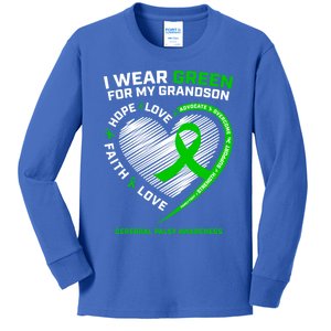 Grandma Grandpa Gift Green Grandson Cerebral Palsy Awareness Meaningful Gift Kids Long Sleeve Shirt