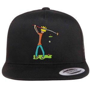 Golfer Golfing Flat Bill Trucker Hat