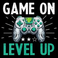 Gamer Gaming Game On Level Up VNeck Button