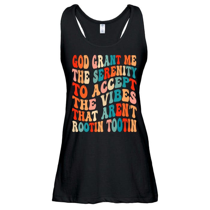 Groovy God Grant Me The Serenity To Accept The Vibes That Aren’t Rootin Tootin Ladies Essential Flowy Tank
