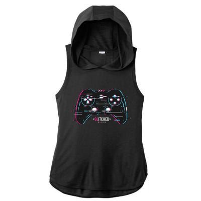 Glitchy Gamepad Gamer Ladies PosiCharge Tri-Blend Wicking Draft Hoodie Tank