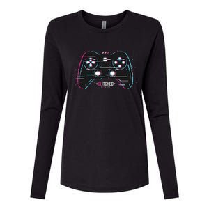 Glitchy Gamepad Gamer Womens Cotton Relaxed Long Sleeve T-Shirt