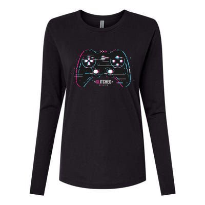 Glitchy Gamepad Gamer Womens Cotton Relaxed Long Sleeve T-Shirt