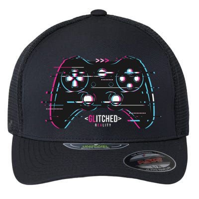 Glitchy Gamepad Gamer Flexfit Unipanel Trucker Cap